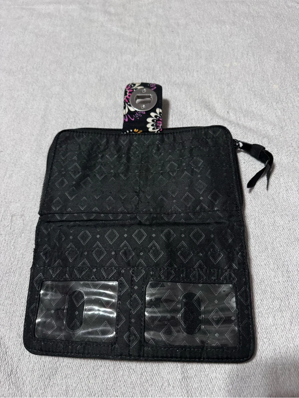 Vera Bradley Black Quilted Paisley Wallet with Colorful Accents - Picture 3 of 6